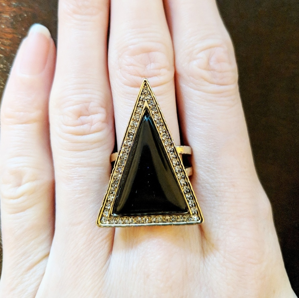 NWT House of Harlow Black and Gold Ring